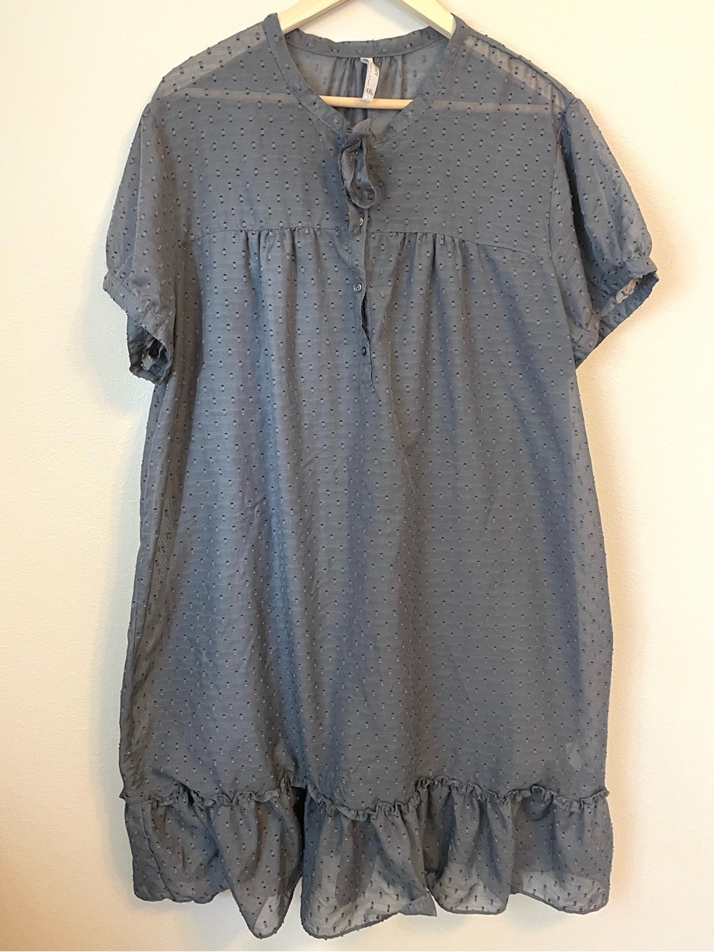 Old Navy - Gray Dot Beach Cover Up - Sheer Ruffle Dress - Size XXL